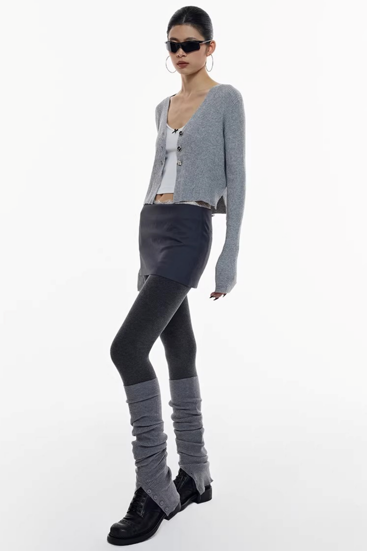 Gray Wool Blend Cardigan