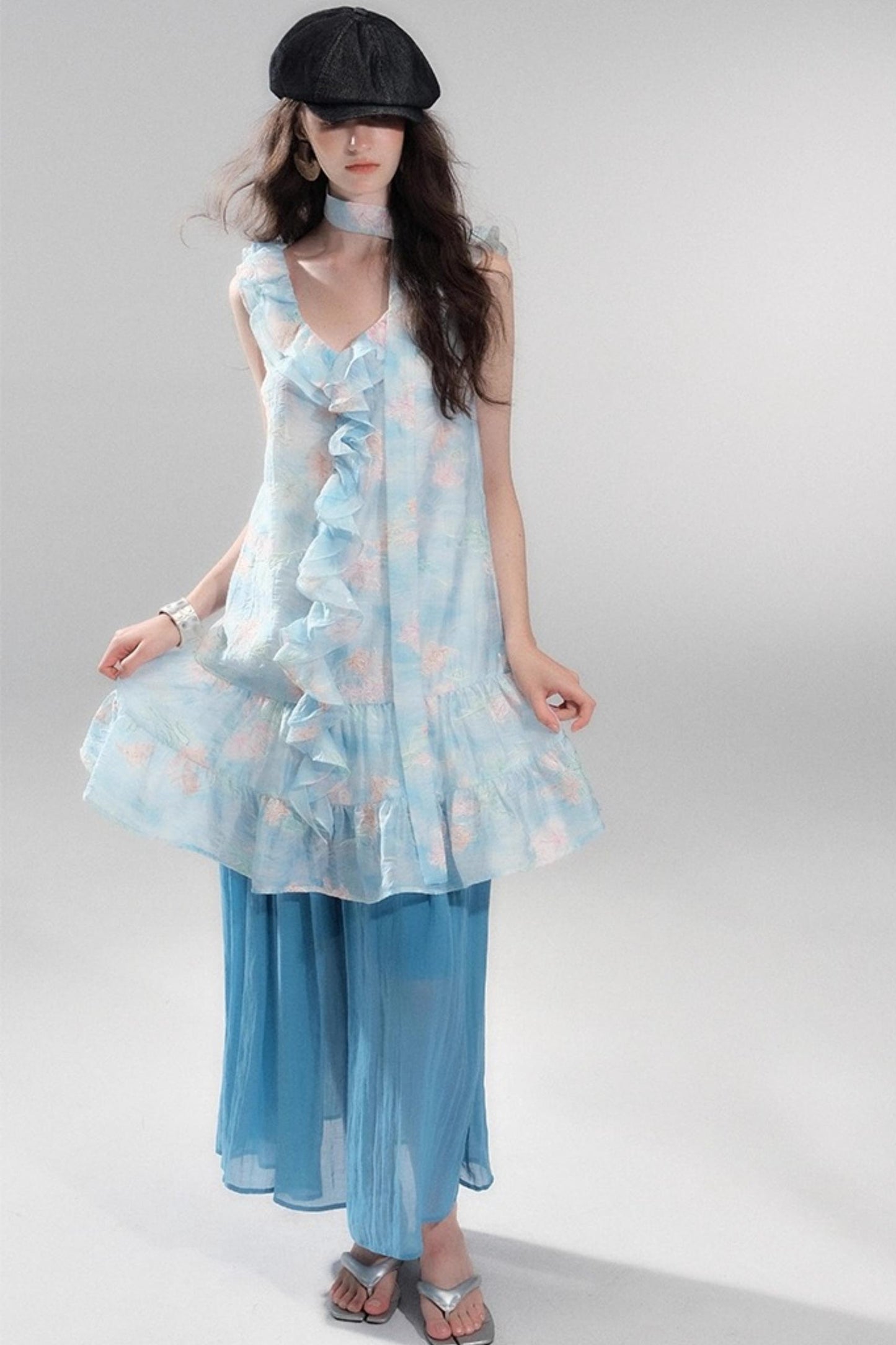 Sea Glass Tencel Ruffle Crop Dress Set-Up