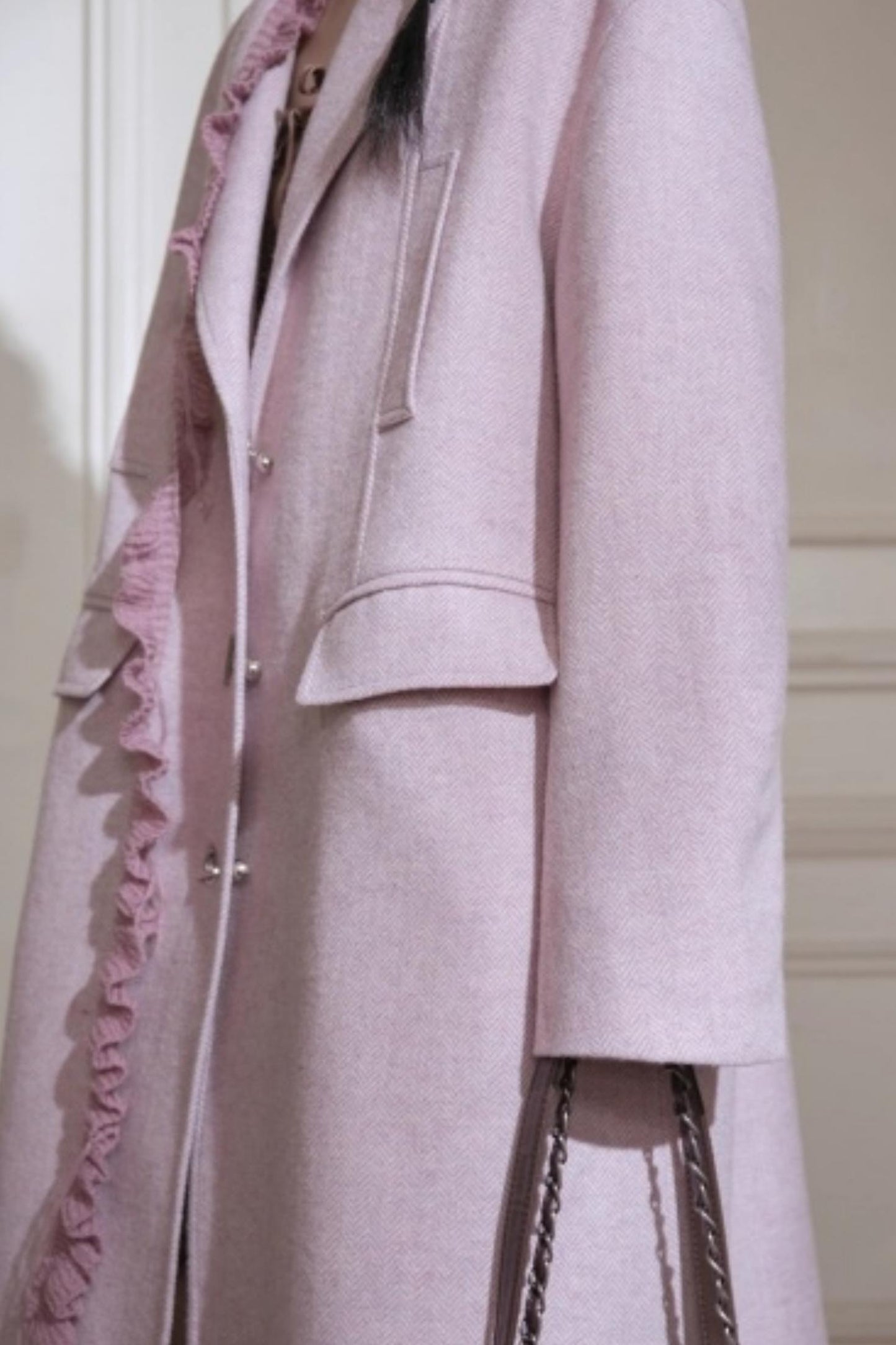 Teaberry Herringbone Tweed Coat