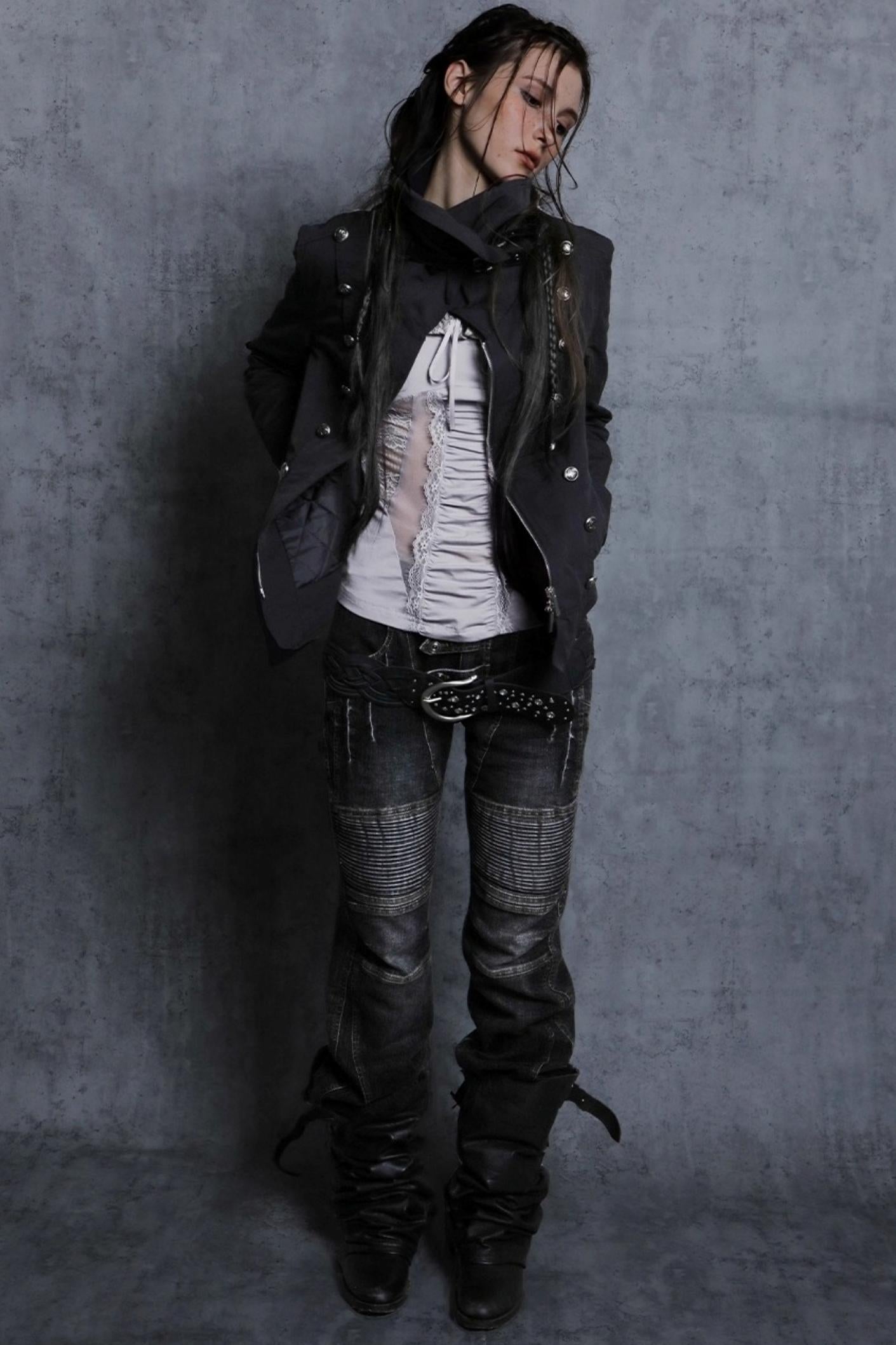 Motorcycle Style Low-Rise Casual Jeans