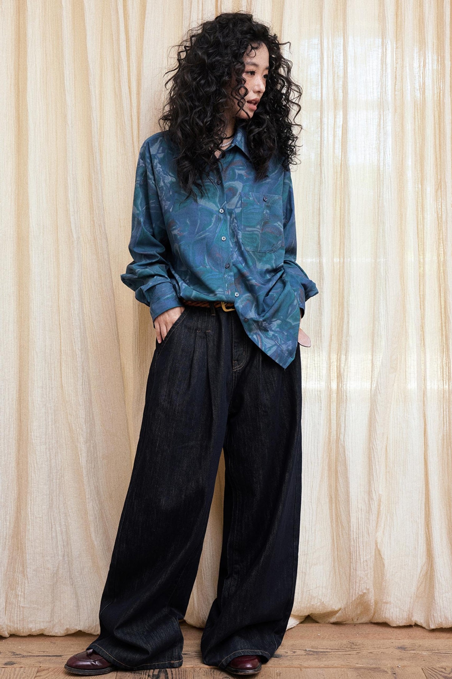 Lazy Breeze Wide-leg Denim Trousers