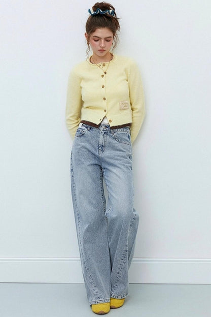 Distressed Lace Waist Loose Jeans