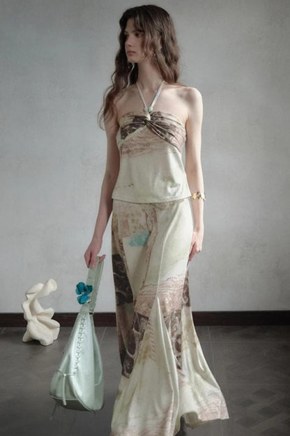 Artistic Jacquard Knit Skirt