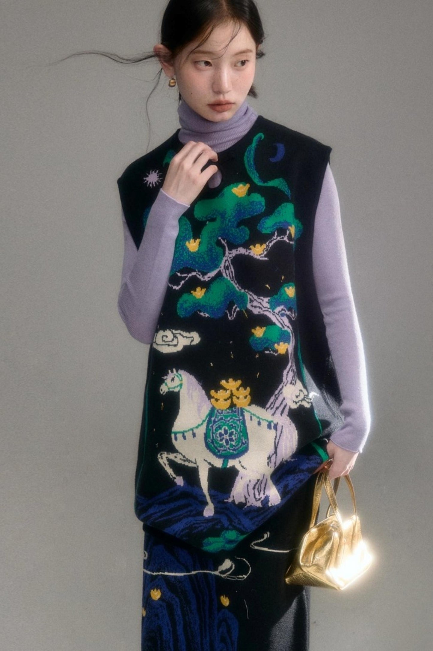 Chinese-Style Knitted Dress Set-Up