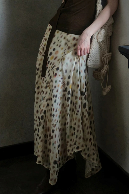 Artistic Polka Dot Asymmetrical Skirt