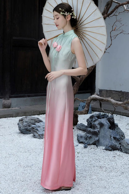 Romantic Floral Cheongsam Dress