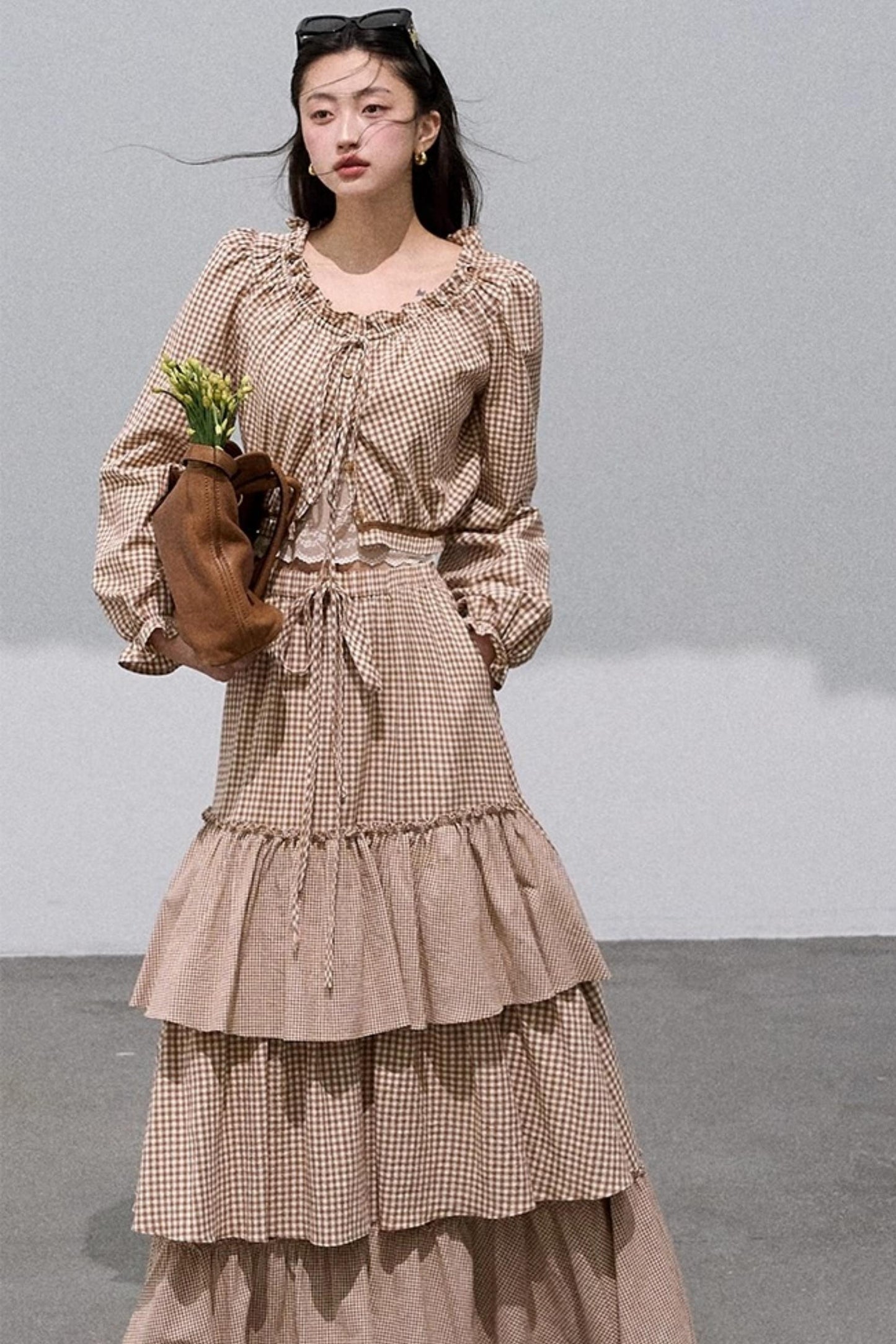 Cotton Strappy White Shirt Two-Piece Set-Up