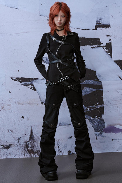 Metallic Turtleneck Knit Top