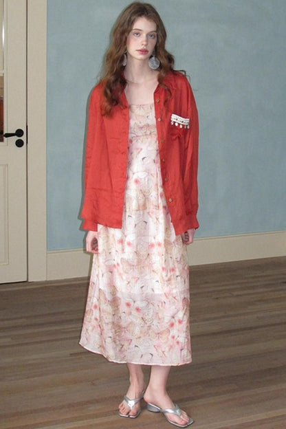 Slim Butterfly Sheer French Dress