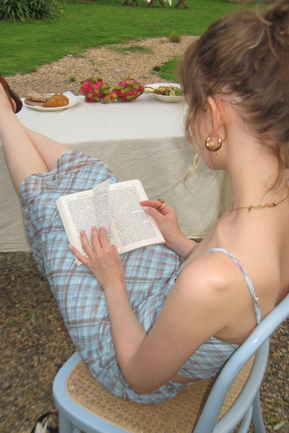 Vintage Checked Camisole Maxi Skirt Set-Up