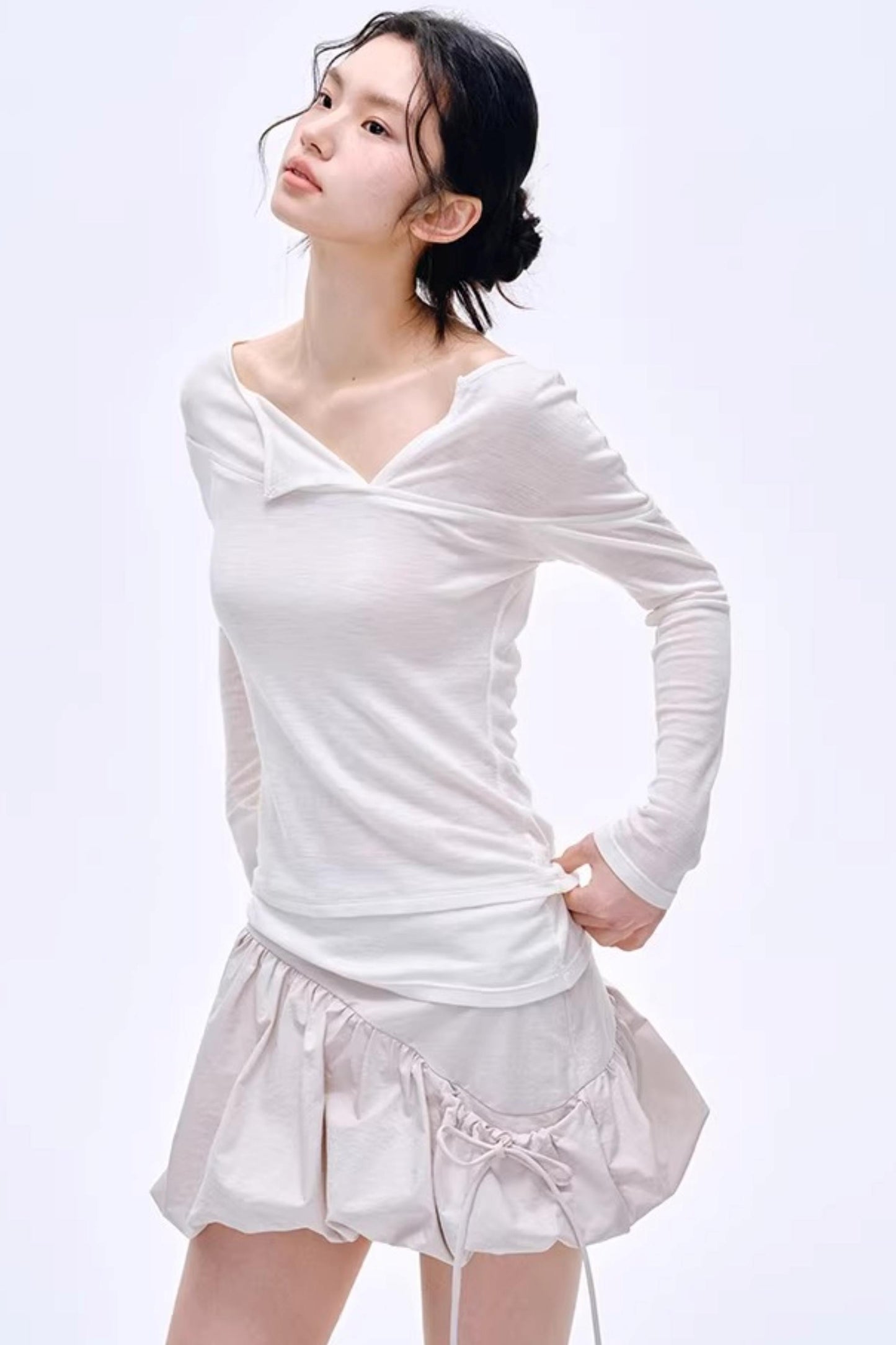 Asymmetrical Wool Blend Blouse