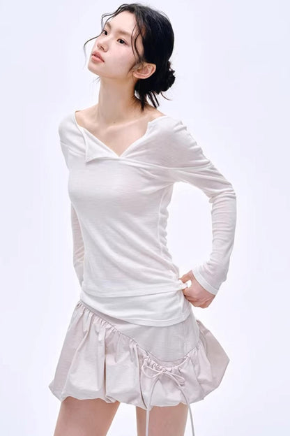 Asymmetrical Wool Blend Blouse