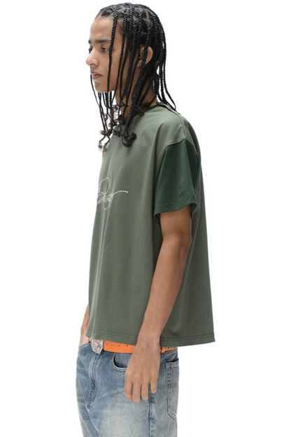Exitmode Retro Distressed Floral Embroidery T-Shirt