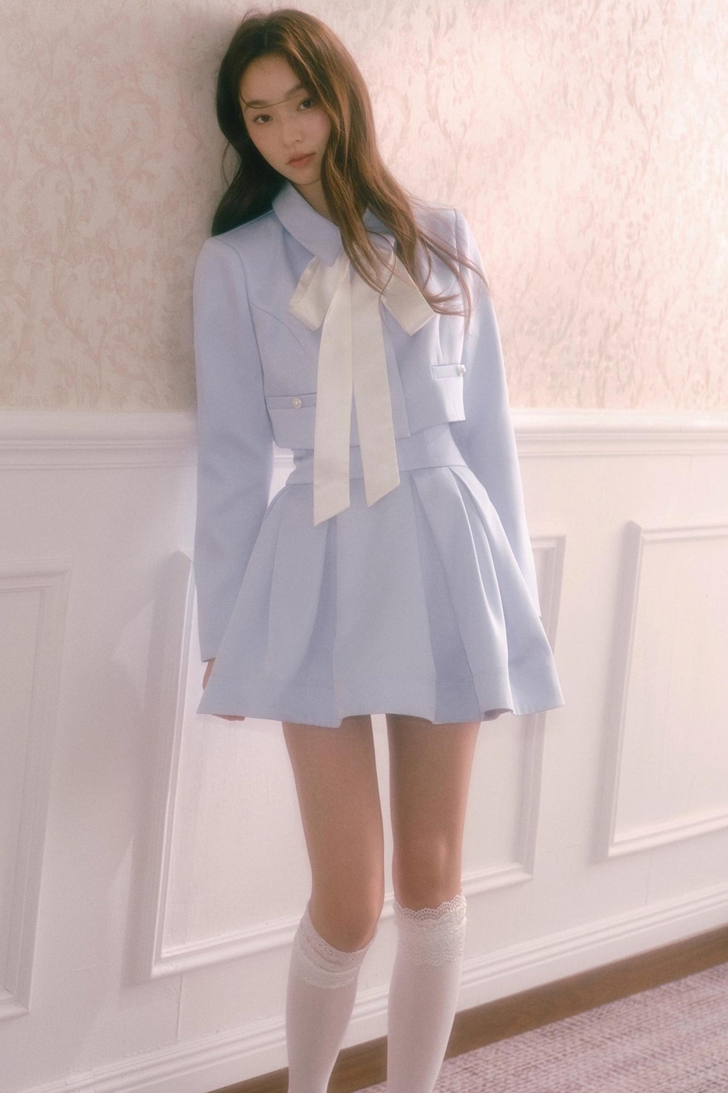 Korean Style Lace-Up Puffy Skirt Set-Up