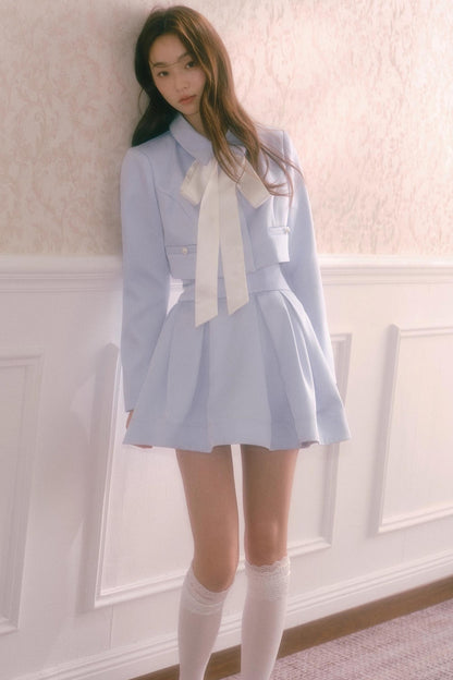 Korean Style Lace-Up Puffy Skirt Set-Up