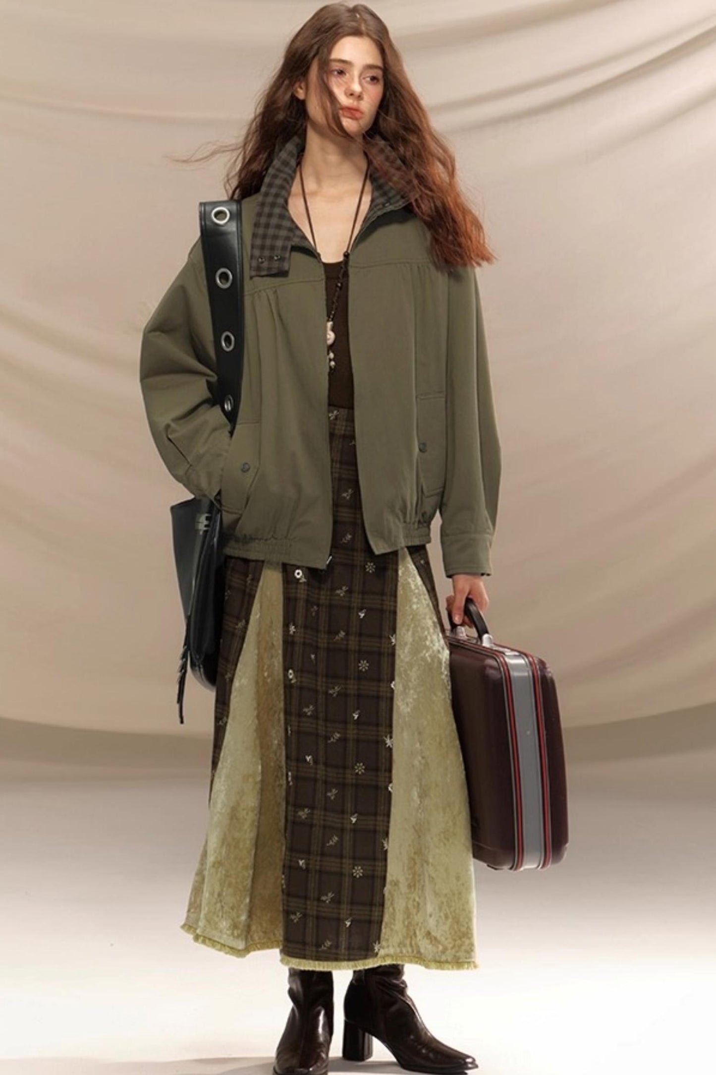 Linen Plaid Double Sided Jacket