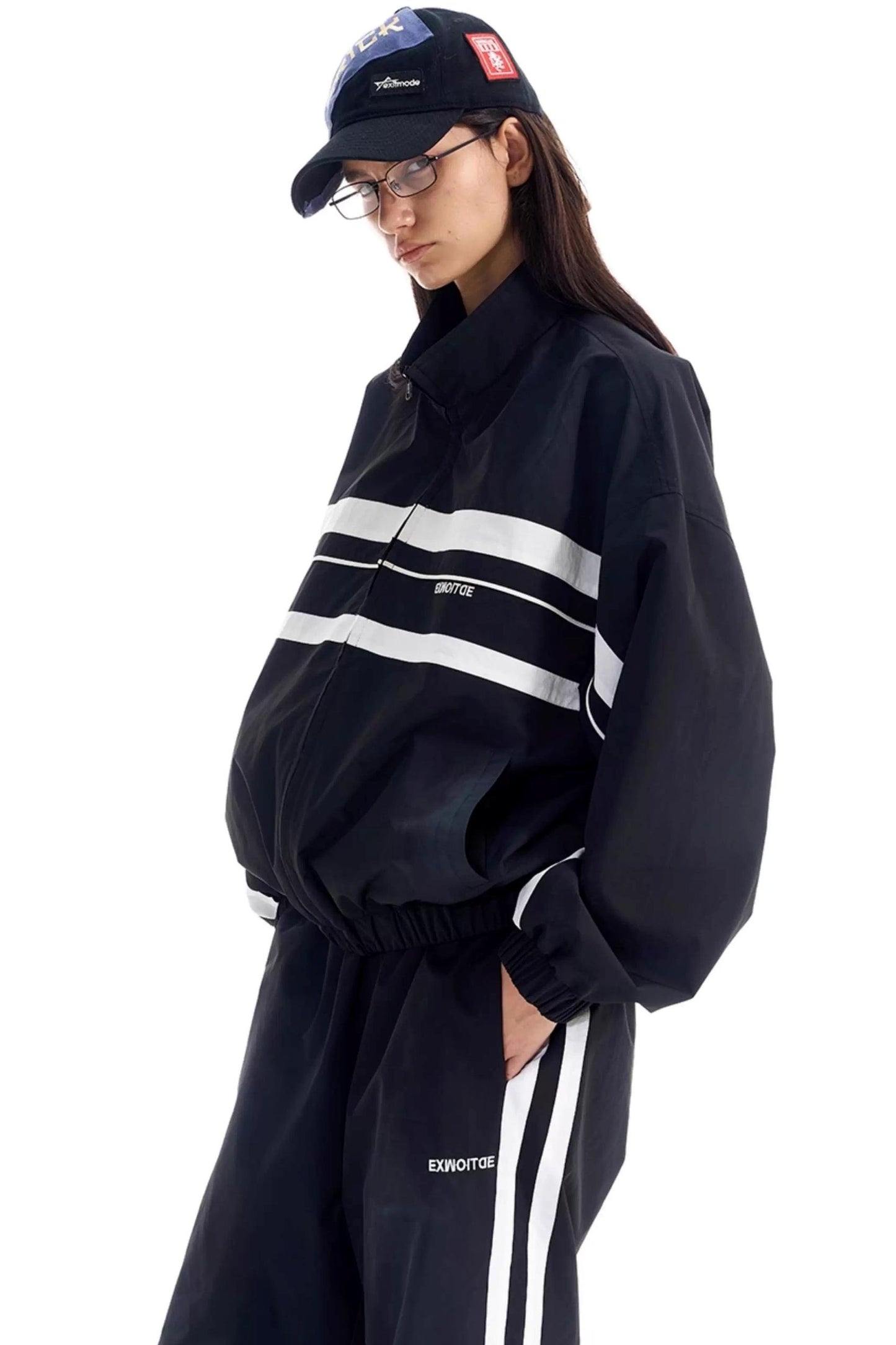 Color-Blocked Distressed Sports Jacket