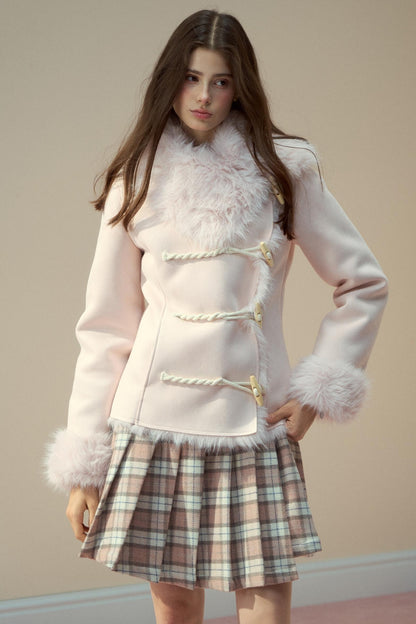 Vintage Khaki Pink Suede Fleece Jacket