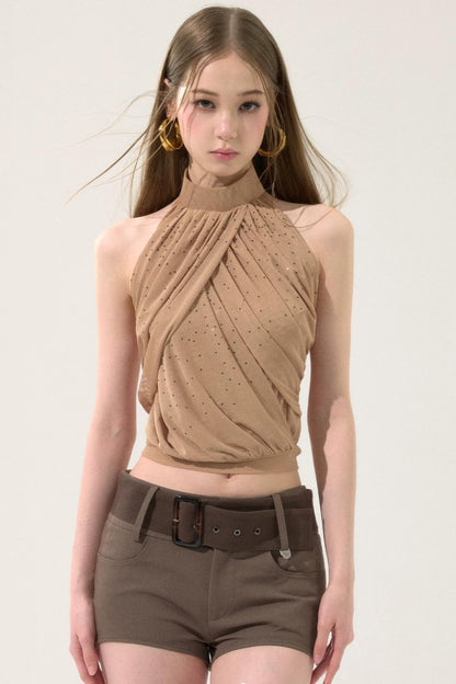 Retro Low-Waist Belted Shorts