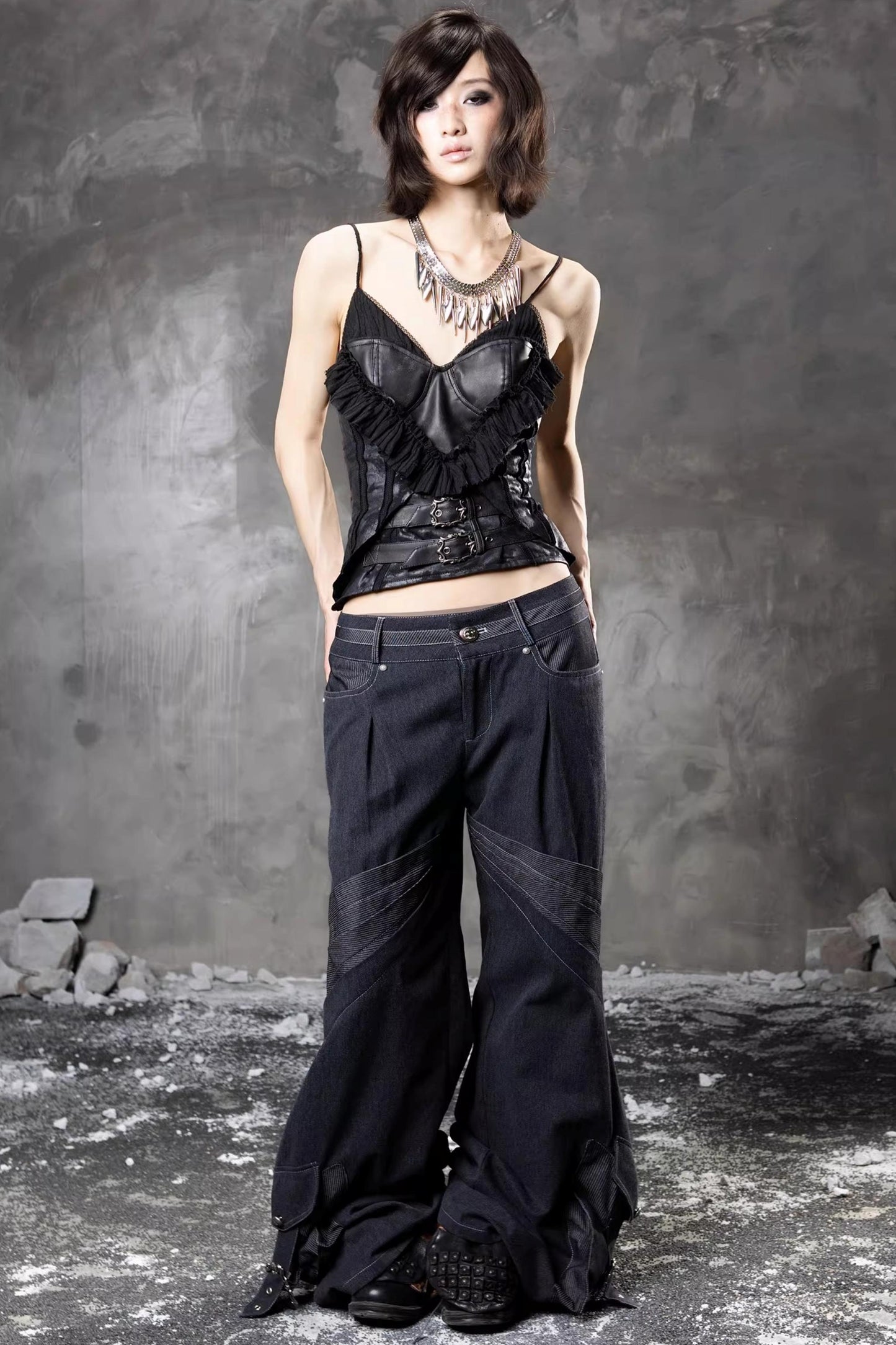 Retro-Denimhose mit weitem Bein