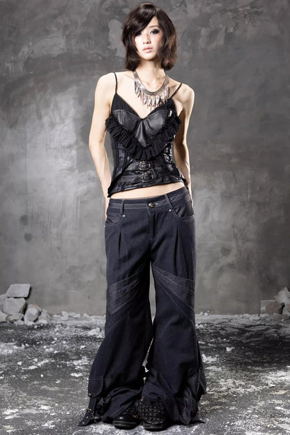 Retro-Denimhose mit weitem Bein