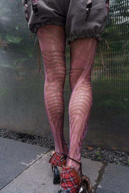 Hand-Painted Purple Stockings