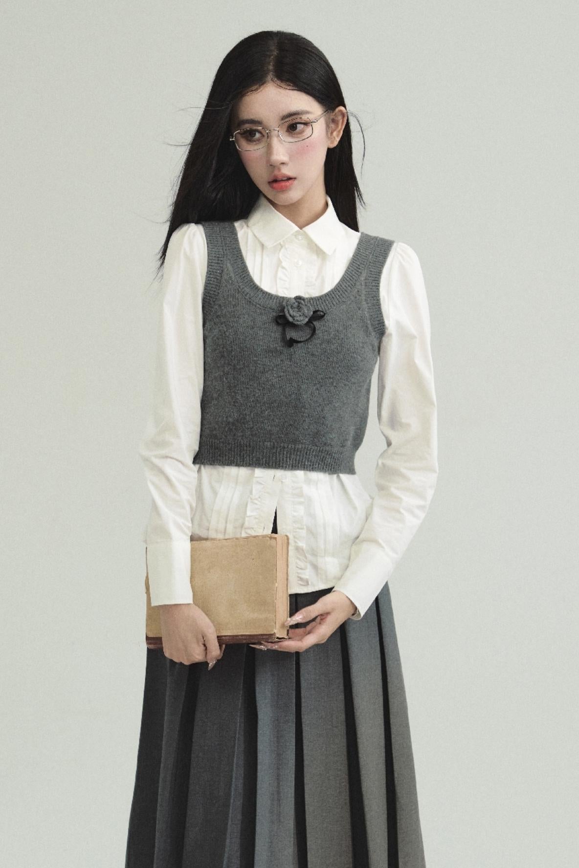 Korean College Heavy Blazer Skirt Set-Up