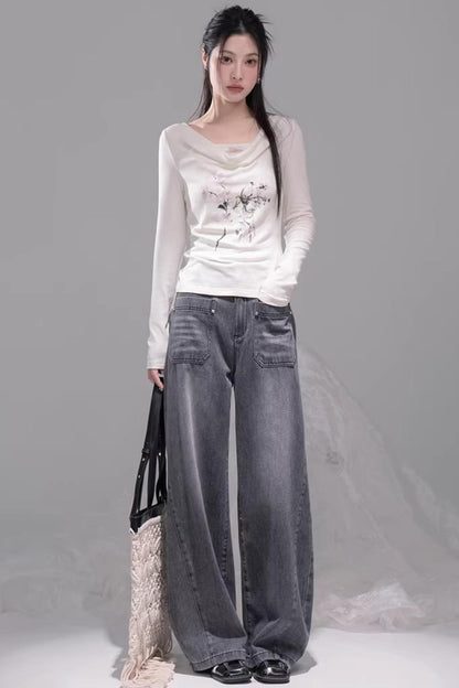 Ink Gray Distressed Jeans