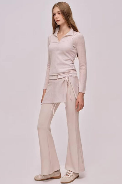 High-Waisted Drawstring Flared Pants