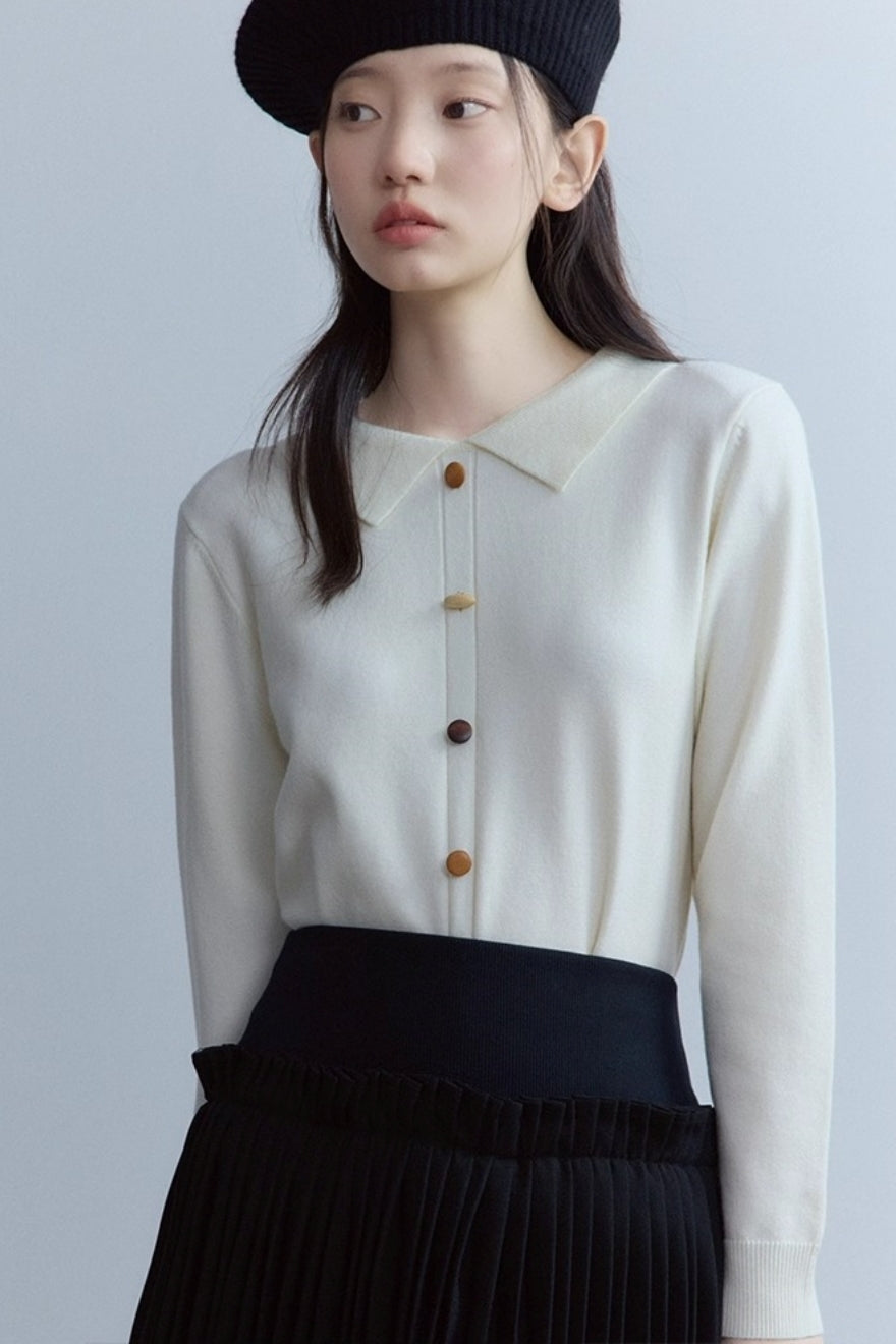 Polo Collar Wool Sweater