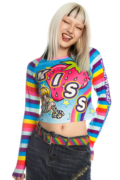 Sweet Printed Raglan Top