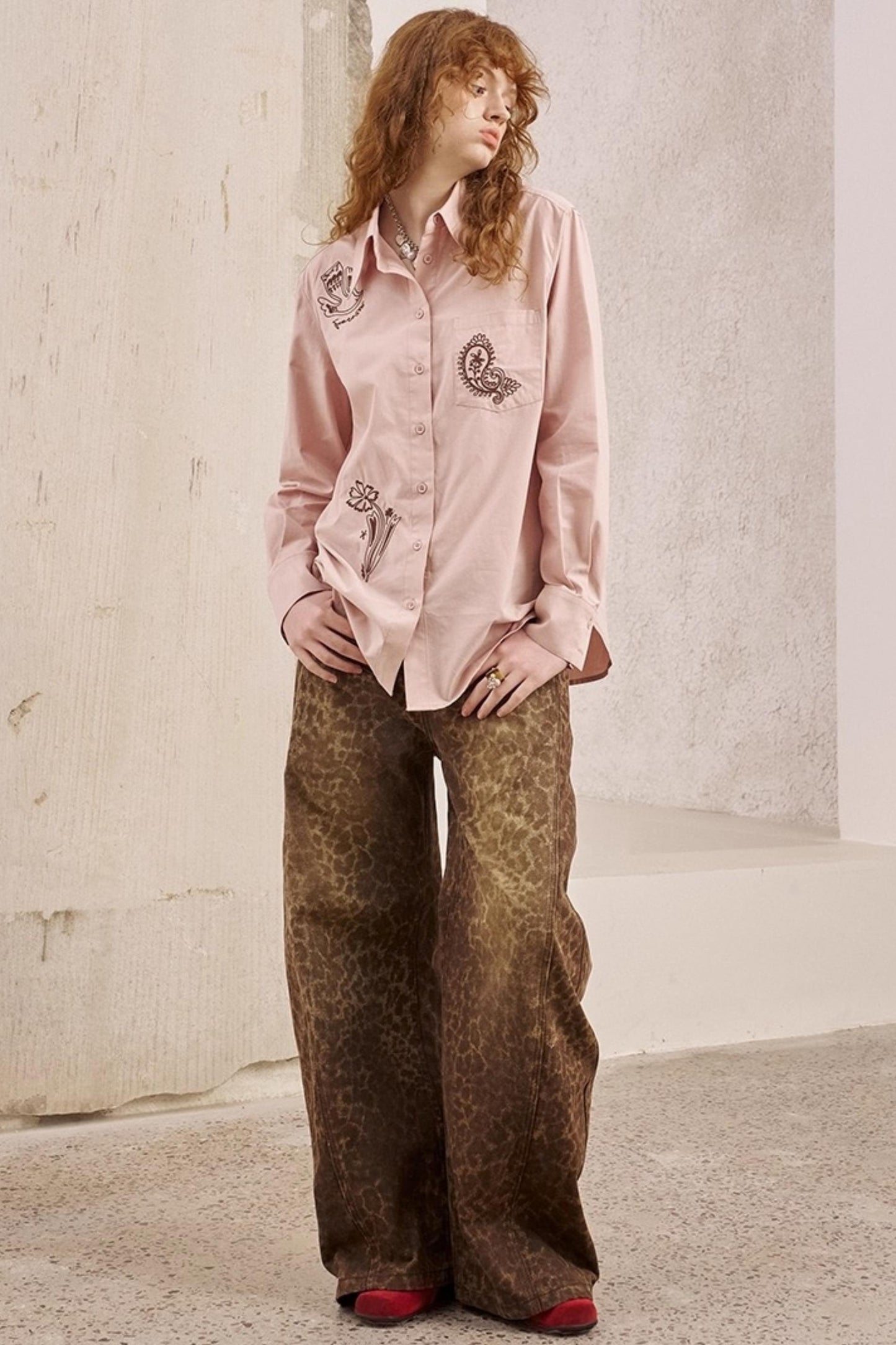 Leopard Print Straight Loose Pants