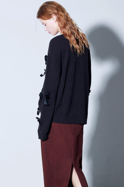 Velvet Bow Knit Sweater