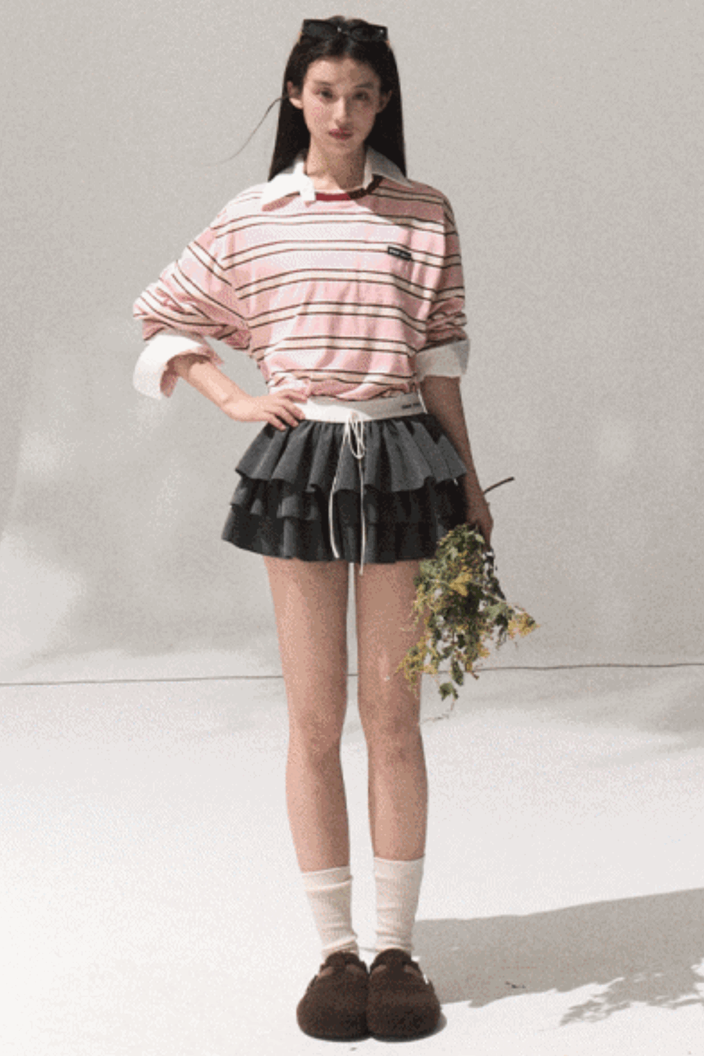 Contrasting Striped Long-Sleeve Shirt