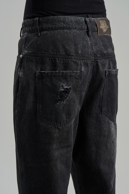 Distressed Denim Rivets Pants