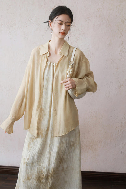 Beige Beaded Camisole Dress