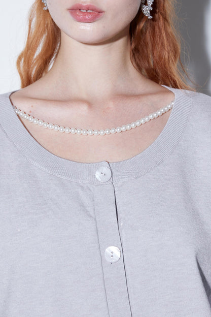Silk Pearl Lantern Cardigan Top