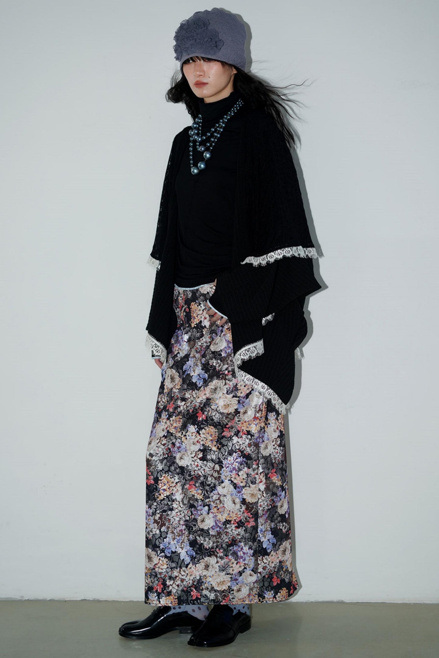 Gold Floral Pleated Skirt