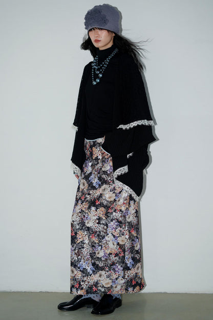 Gold Floral Pleated Skirt