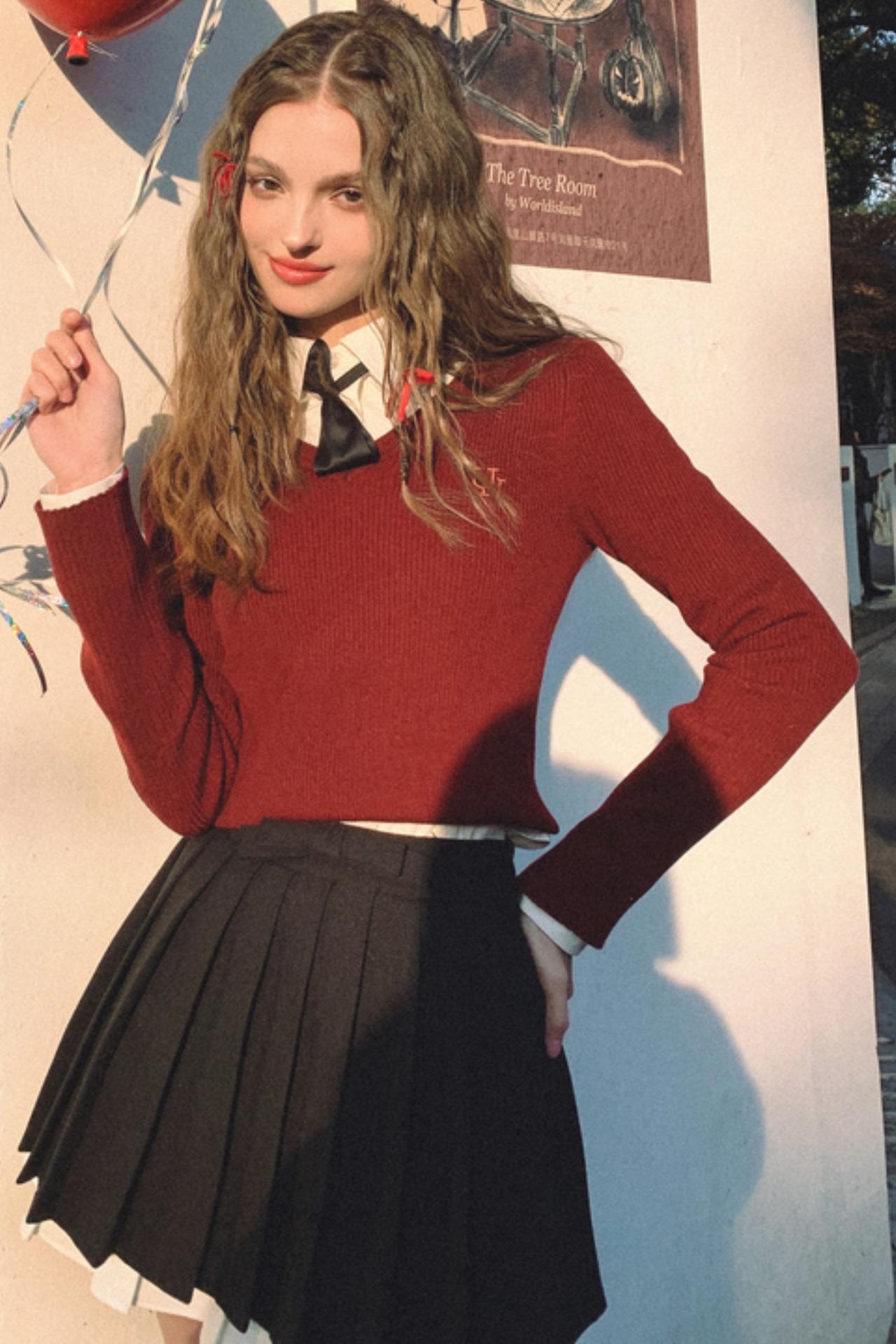 High-Waisted A-Line Pleated Skirt