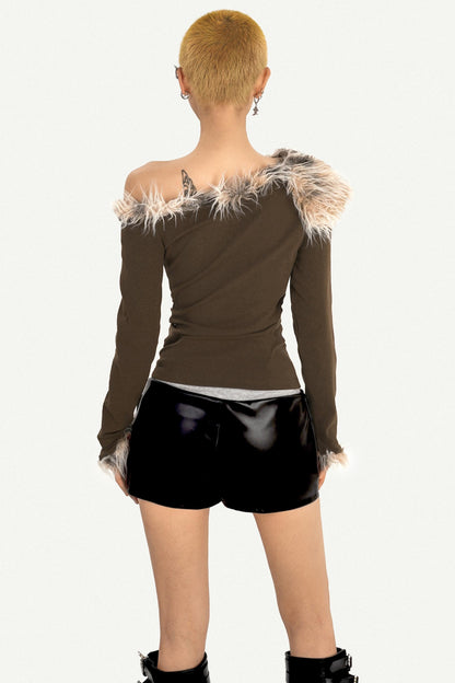 Black PU Leather Short Pants