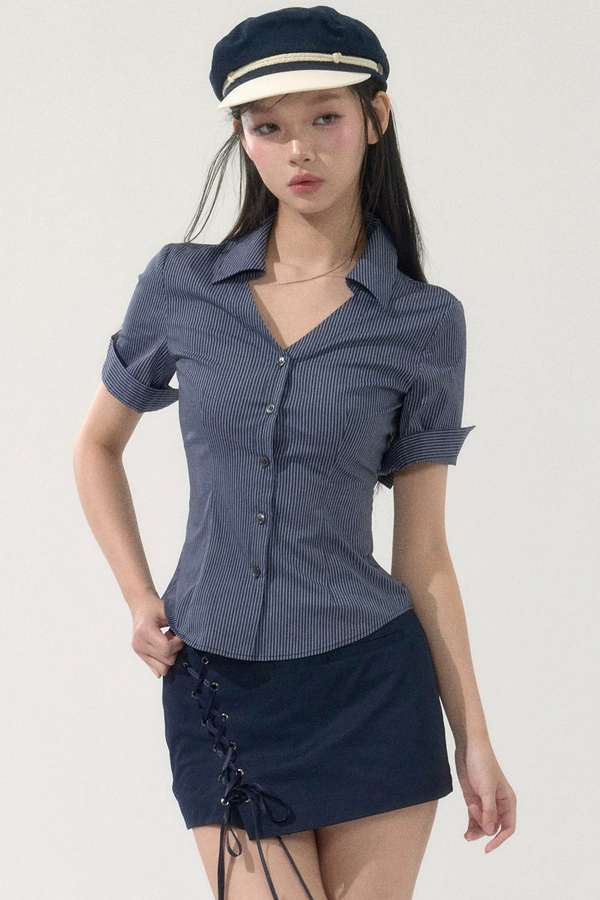 Summer Striped Slim Blouse