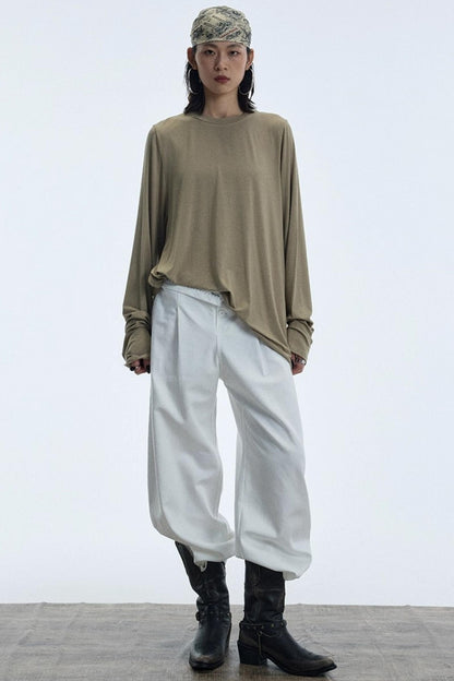 Autumn White Wide-Leg Pants