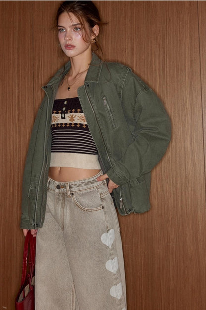 Cropped Knit Cam Shoulder Cardigan Set-Up