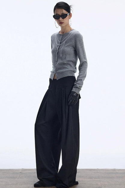 Contrasting Pearl Cardigan