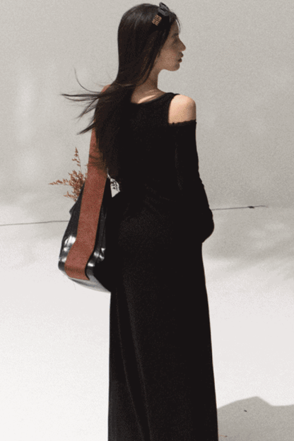 High-Waisted Knit Mesh Skirt