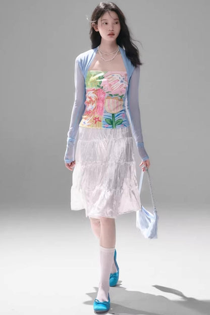 Sparkling Pearlescent Satin Skirt