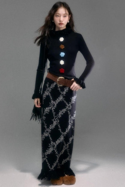 Velvet Floral Knit Top