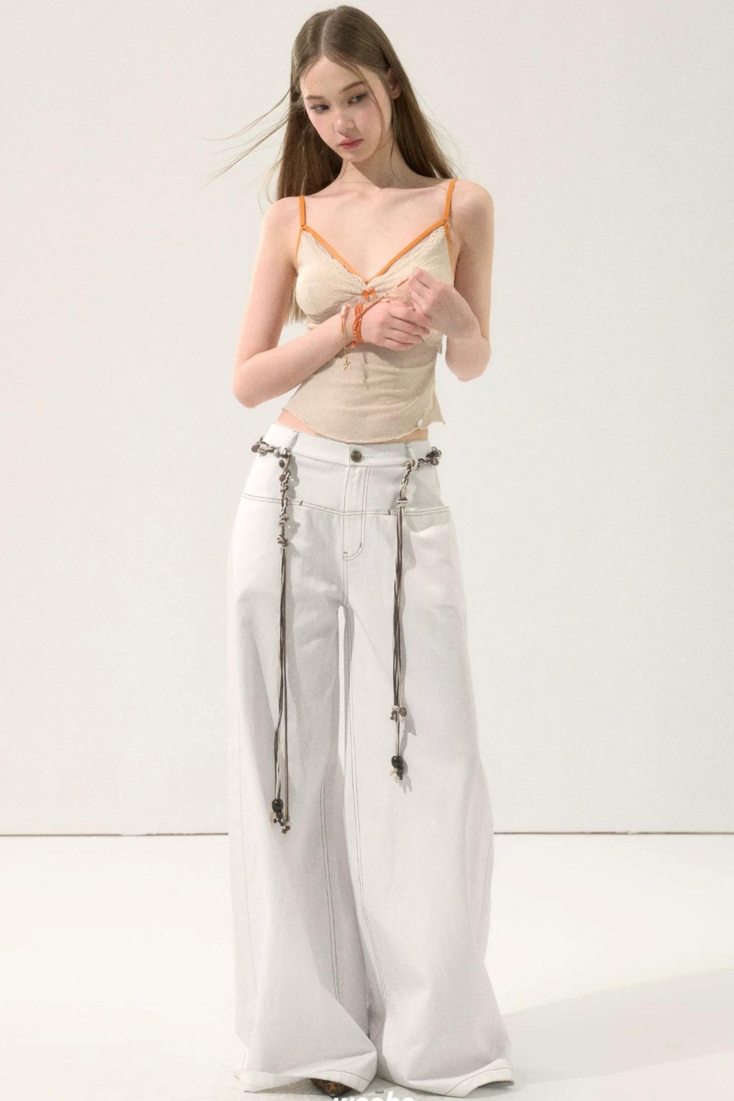 Retro Wide-Leg White Pants
