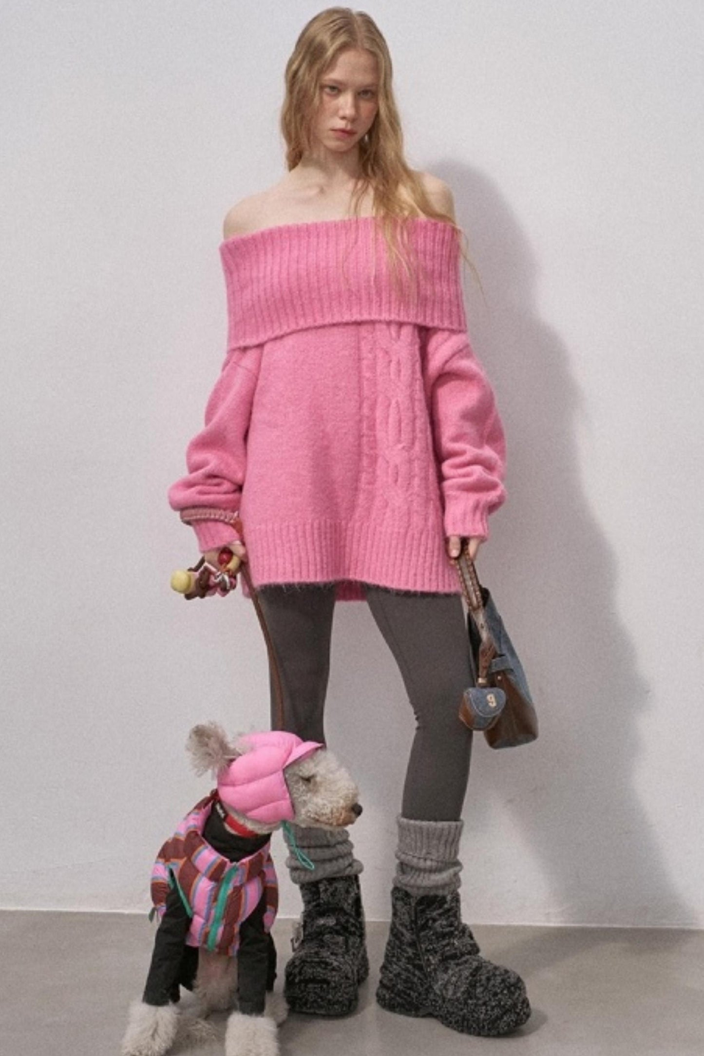 One-Shoulder Cable-Knit Sweater